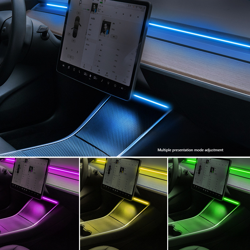 Applicable For Tesla Model 3/Y Dynamic Shadow Dashboard Colorful Ambient Non-Destructive Central Control Air Vent LED_autovado.com