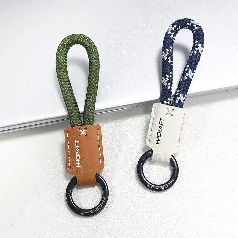 Handmade Genuine Leather Keychain Men's Personalized Lanyard Anti Lost Connection Buckle Key Ring Accessories Chain Car Pendant High End_autovado.com