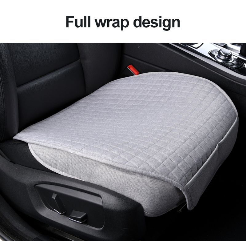 Linen Cover Flax Breathable Car Seat Cushion All Seasons Universal Non-Slip Protector Pad Fits For Sedan Van SUV Truck_autovado.com