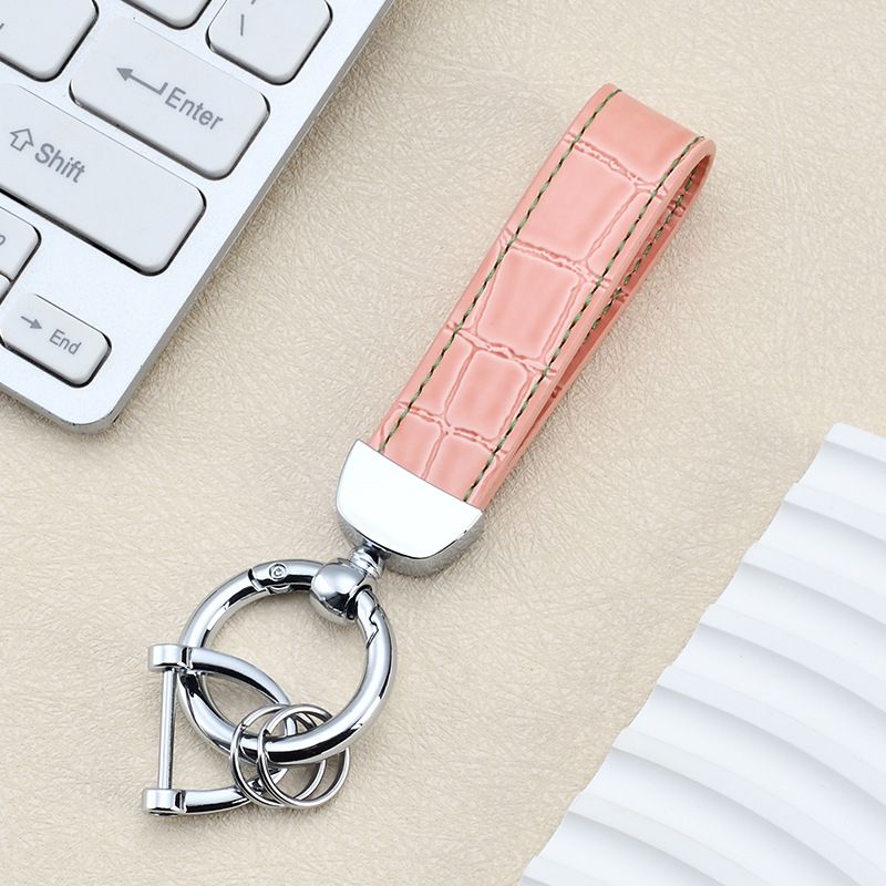 Fashion High End Car Anti Lost Key Ring Simple Leather Key Chain Pendant Creative Couple Business Key Chain_autovado.com