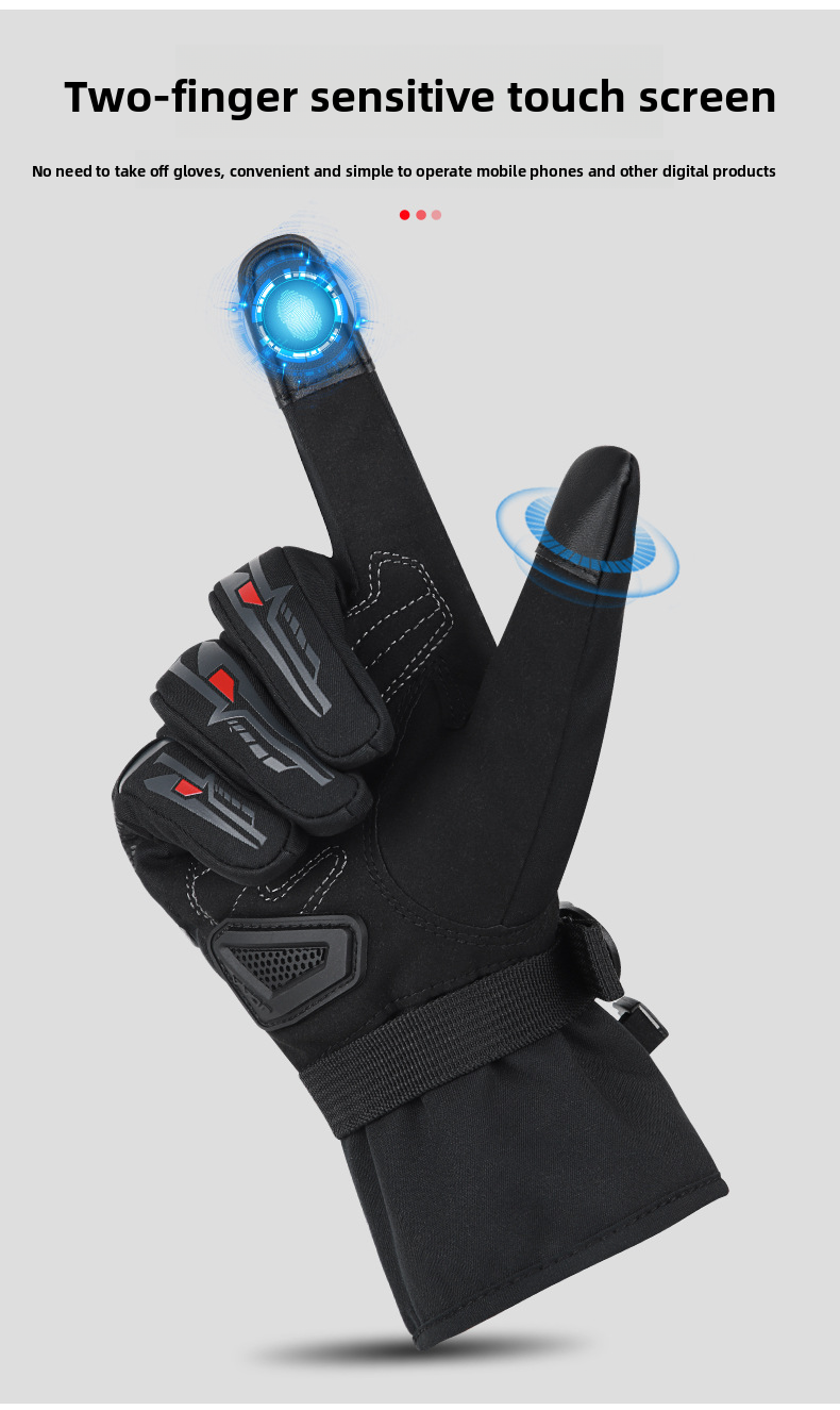 JCCA Winter Riding Anti-Fall Gloves For Men And Women Waterproof Windproof Fleece-Lined Cold-Proof Motorcycle Protective_autovado.com