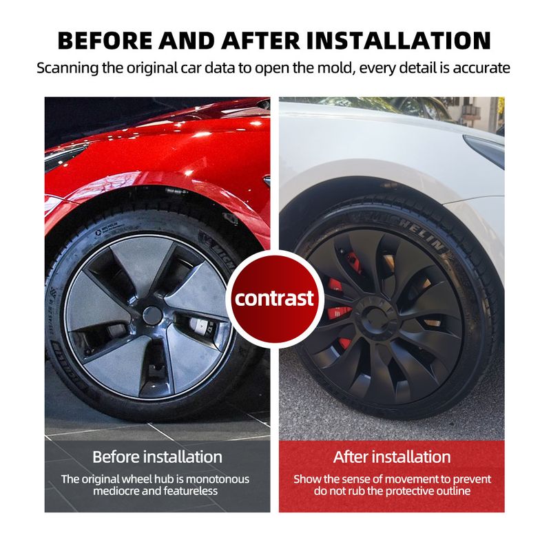 4-piece Set Of Suitable For Tesla Model 3 18inch Replacement Hub Caps 2018-2021_autovado.com