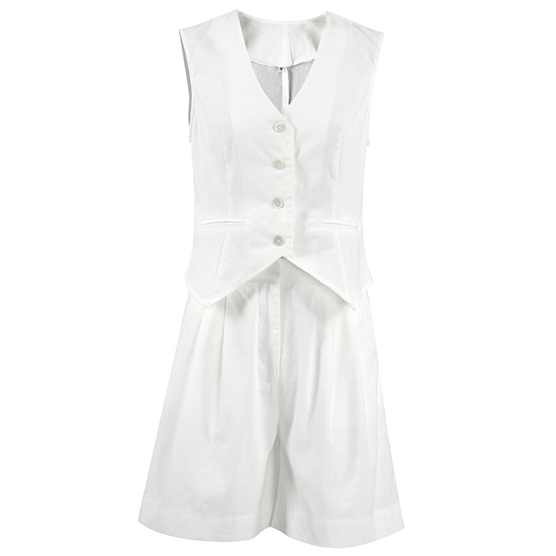 women's summer casual sleeveless vest shorts two-piece set_autovado.com