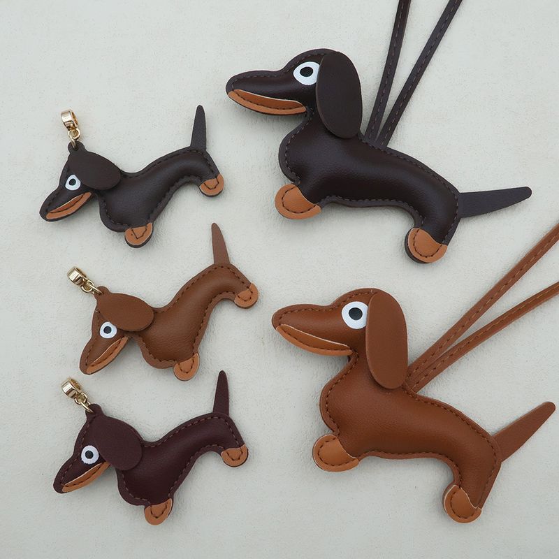 Dachshund Pendant Cute Diy Lanyard Leather Puppy Bag Pendant Schnauzer Couple Car Pendant_autovado.com