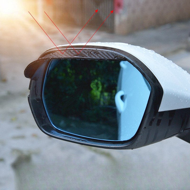 Car With Thickened Carbon Fiber Texture Eyebrows, Rearview Mirror Rain Shield_autovado.com