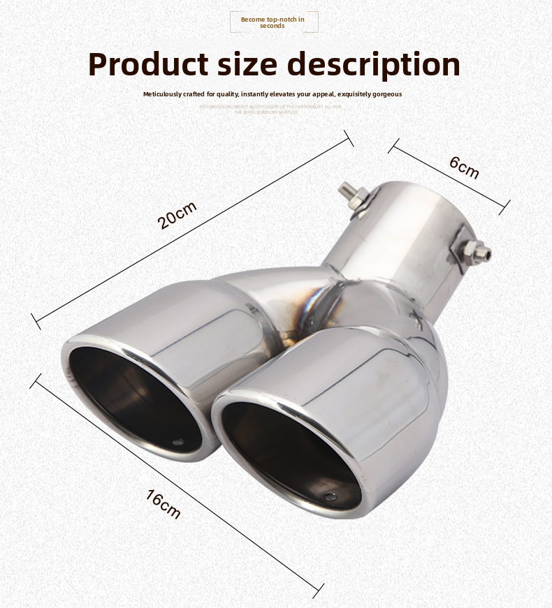Cross-Border Hot-Selling Tail Thickened Stainless Steel Universal Model Blue Coated Slanted Double Row Car Exhaust Pipe_autovado.com
