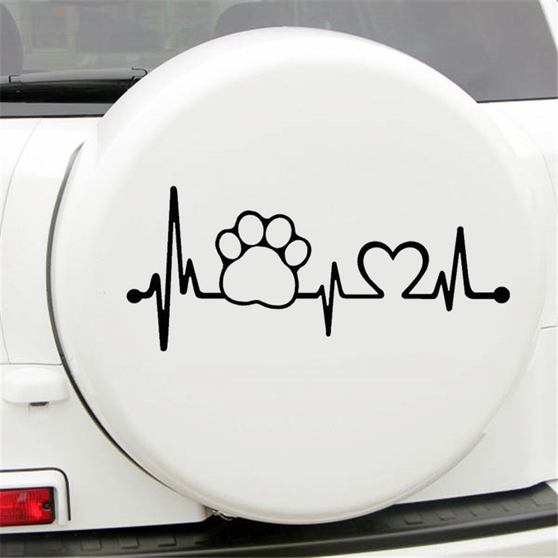 Heartbeat Dog Paw Creative Motorcycle Car Window Body Decoration Sticker Decal_autovado.com