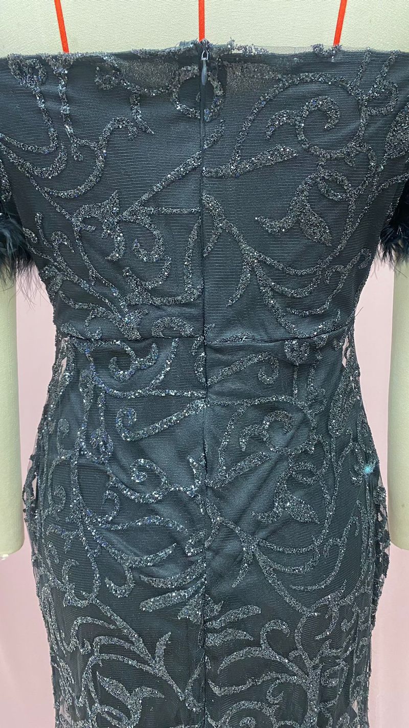 Women's Dress One Shoulder Sequin Slim Hip Mermaid Evening Dress_autovado.com