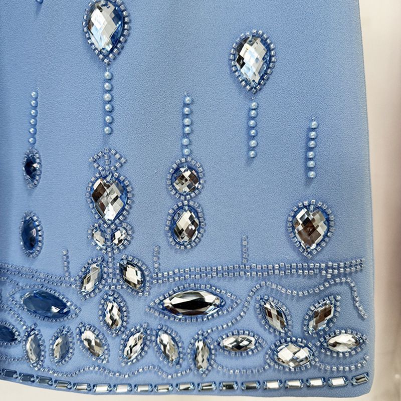 Women's Clothing celebrity fashion new heavy beaded diamond short top skirt suit two piece suit_autovado.com