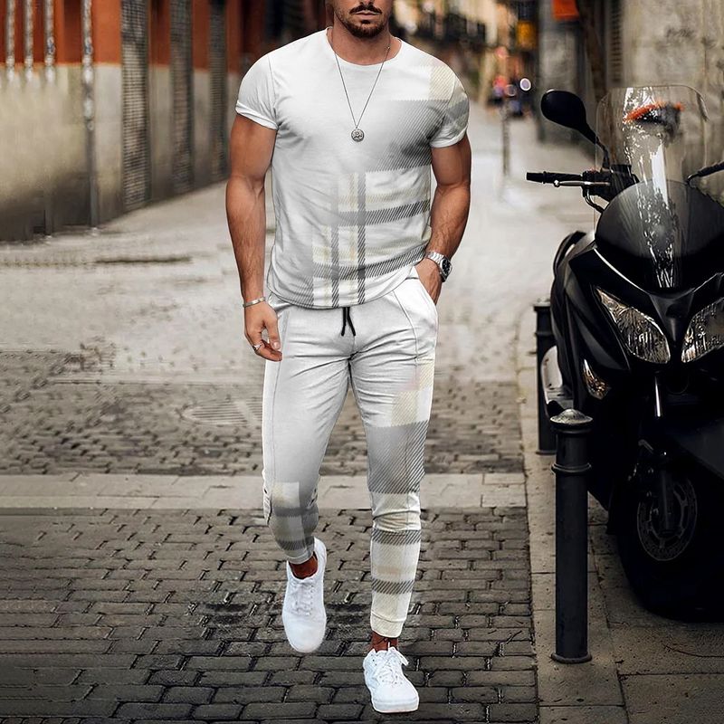 Men's Clothing loose sports suit 3D digital printing personalized fashion short-sleeved trousers_autovado.com