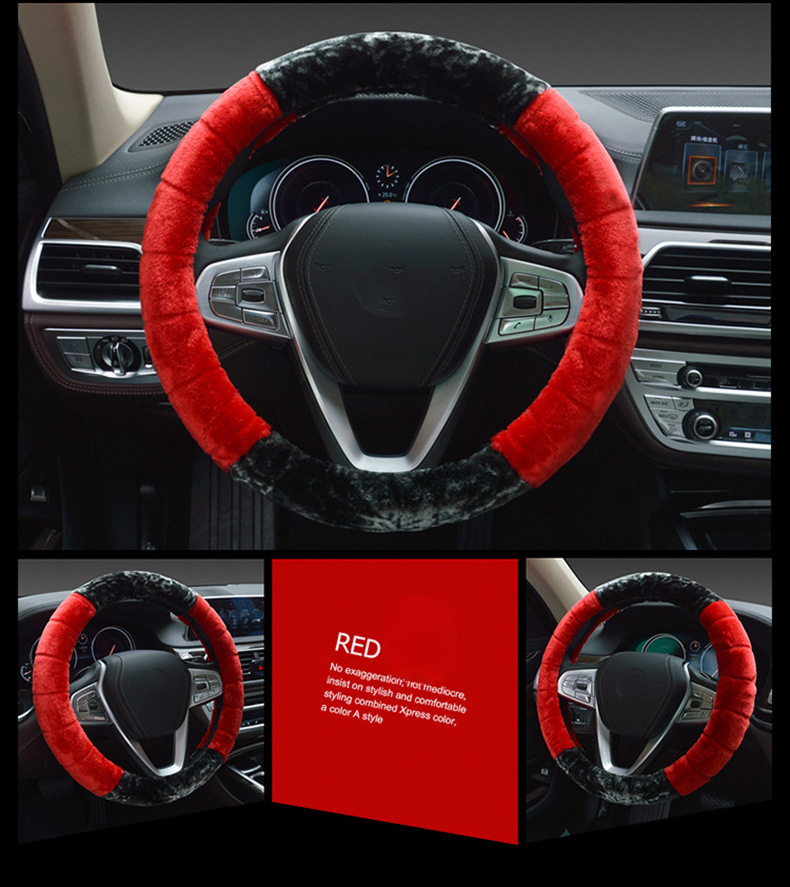 New Car Short Plush Winter Non-Slip Warm Universal Steering Wheel Cover_autovado.com