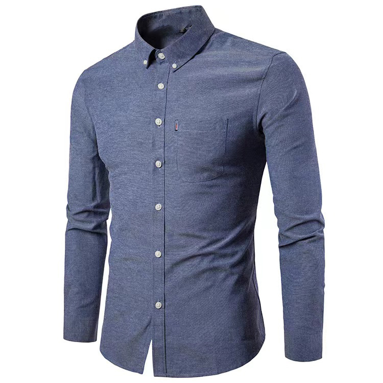 Men's long sleeve shirt Men's shirt Korean version of non-ironing slim solid color young casual men's wear_autovado.com