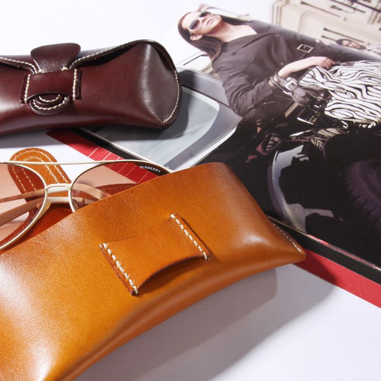 Unisex Cowhide handmade glasses case Vintage glasses with tanned tree paste glasses case_autovado.com