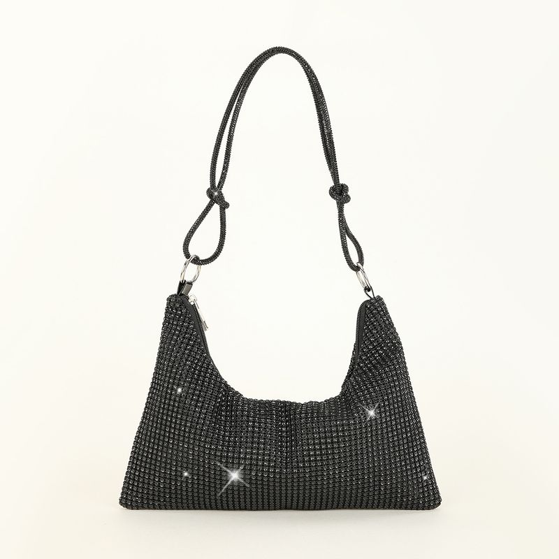 rhinestone knotted armpit bag diamond-studded trendy niche shoulder evening bag_autovado.com