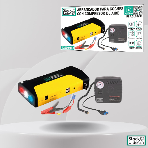 Car Jump Starter With Air Compressor, Battery: 12000 MAh Maximum Current: 600A, Leading Stock_autovado.com