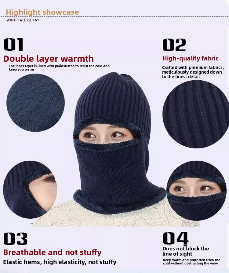 Warm Headgear For Men And Women, Windproof Hat, Cold-Proof Mask, Winter Cycling Neck Warmer, Face Shield, Electric Bike_autovado.com