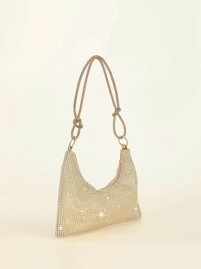 rhinestone knotted armpit bag diamond-studded trendy niche shoulder evening bag_autovado.com