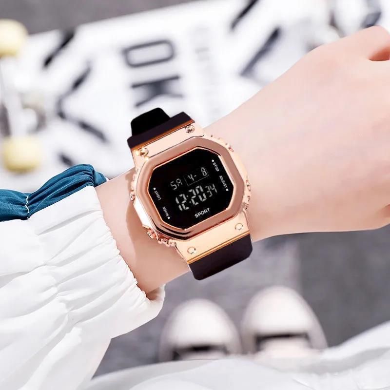 Square Digital Watch Calendar Week Night Light Alarm Clock_autovado.com