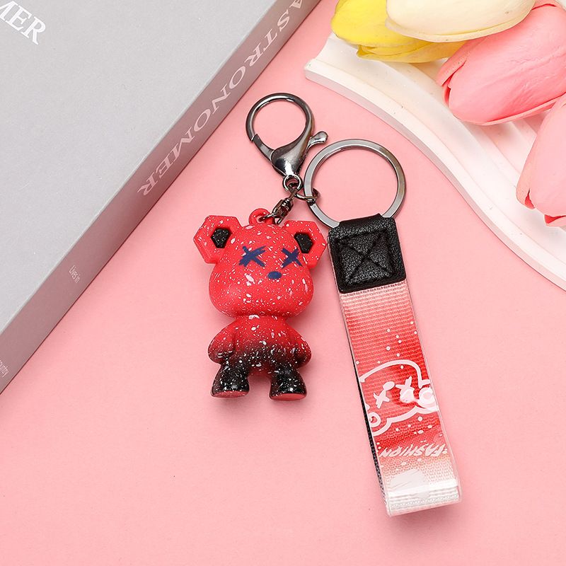 Gradient Starry Sky Bear Keychain Doll Pendant PVC Chameleon Bear Cute Cartoon Couple Bag Pendant Chain_autovado.com
