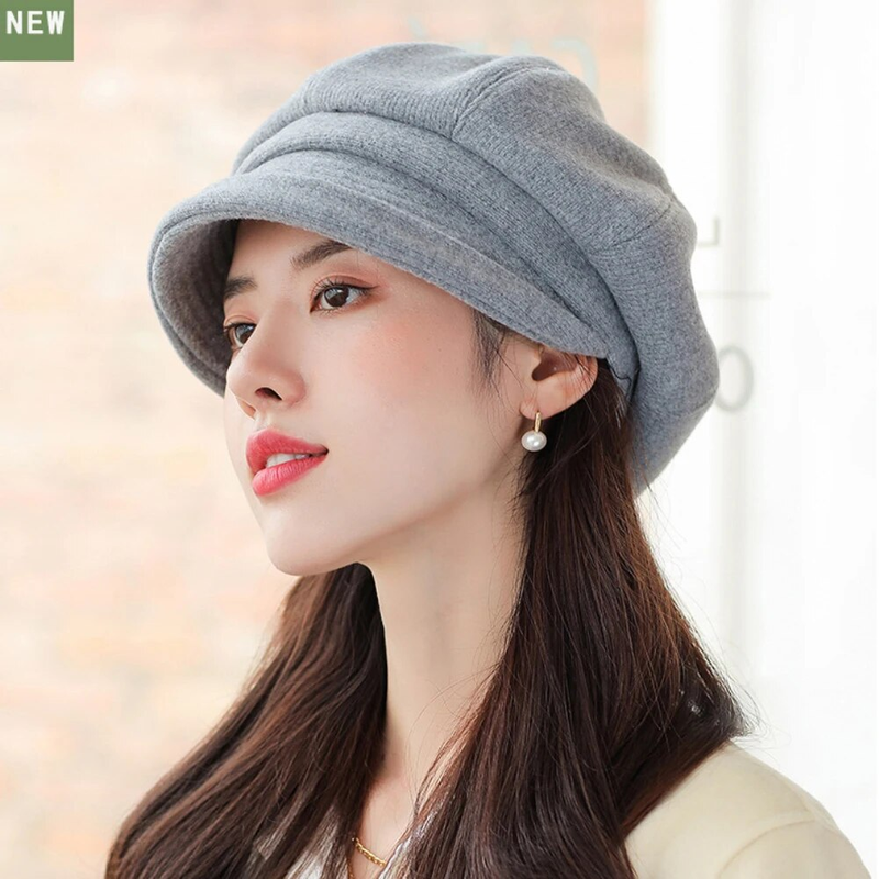 Hot Sale HT4270 Berets Women Solid Plain Autumn Winter Ladies Vintage Artist Painter Beret Hat Female Roll Brim Octagonal Cap_autovado.com