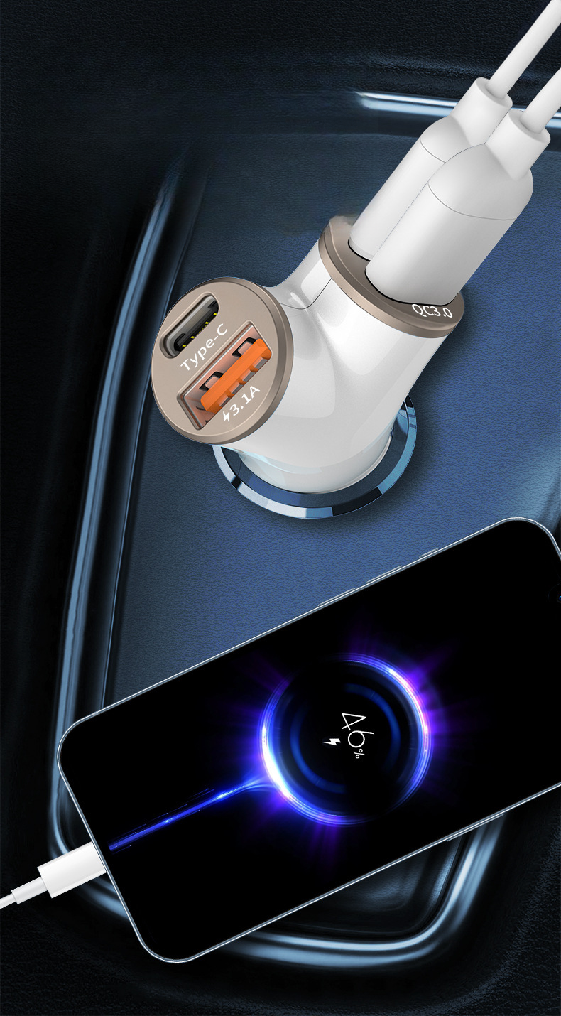 New Y-shaped Four Port 78W Super Fast Charging Car Phone Charger_autovado.com