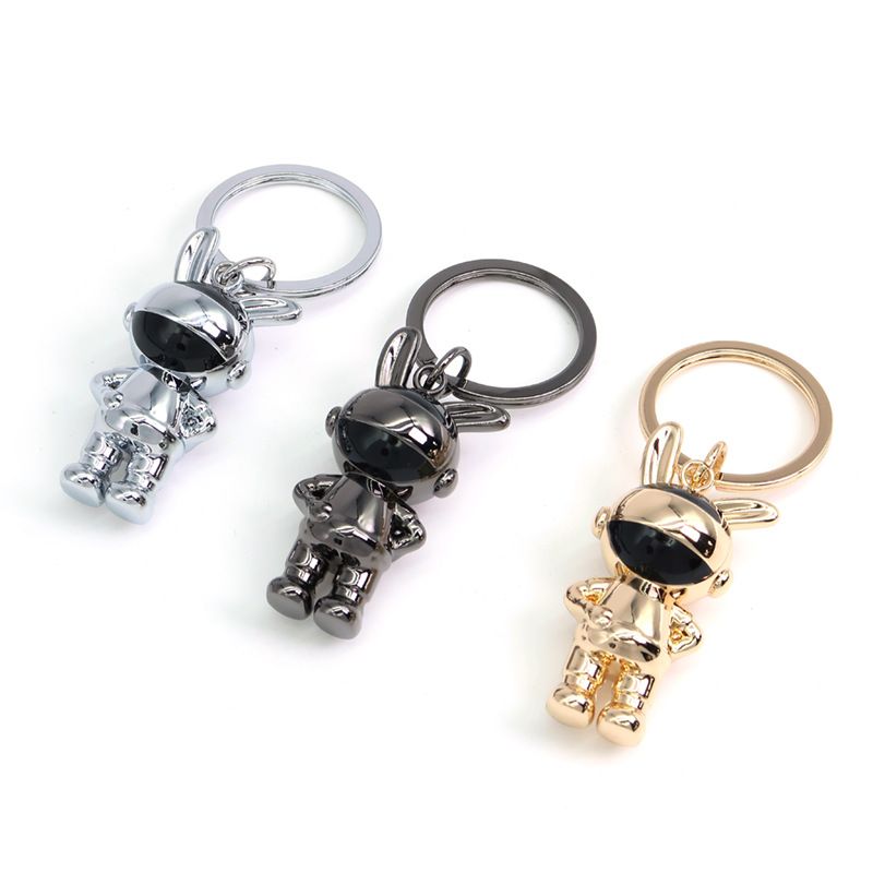 Metal Astronaut Rabbit Keychain Creative Drop Oil 3D Stereo Car Pendant_autovado.com