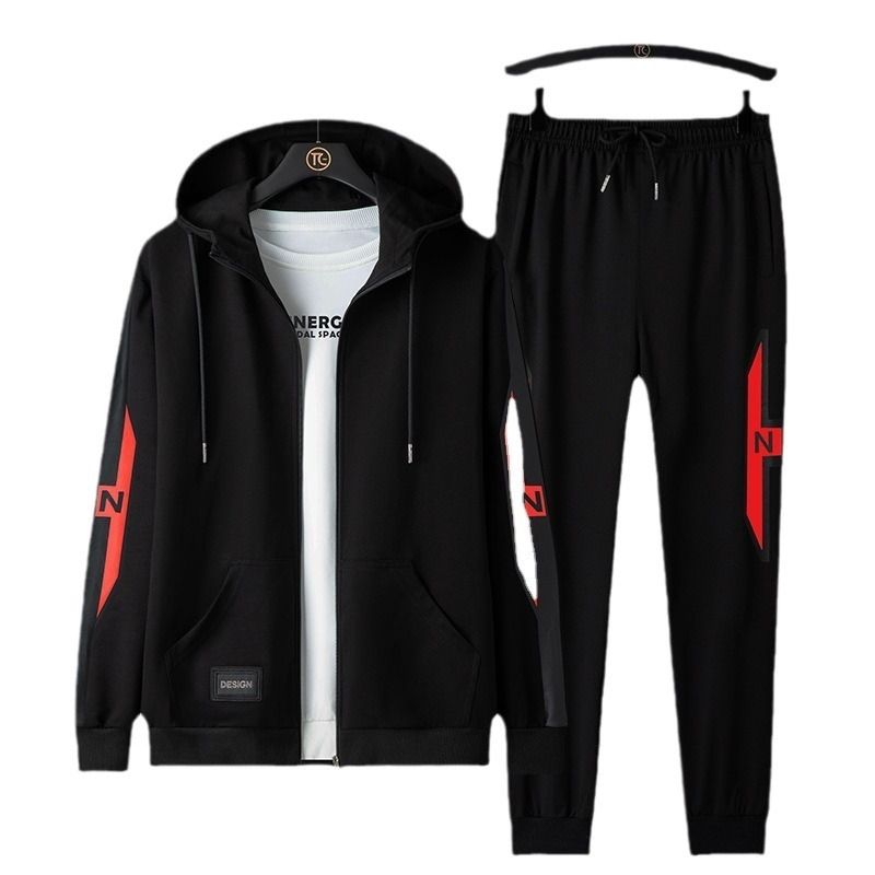 Men's Clothing Spring and Autumn Sports Suit Men's Fashion Brand Hooded Sweater Casual Plus Size Suit Men's Handsome Two piece Suit_autovado.com