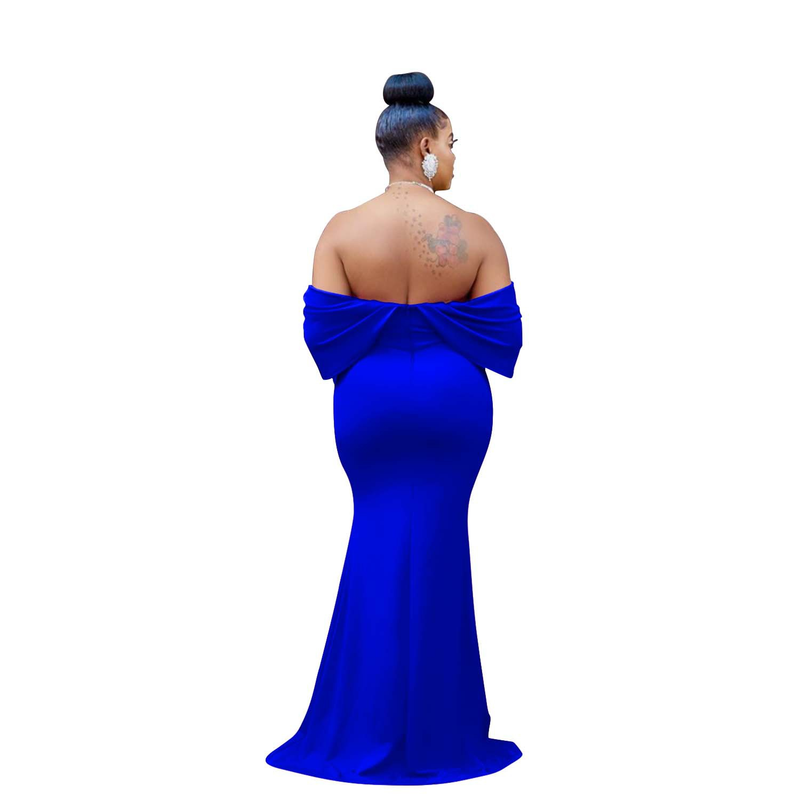 Women's Clothing fashion women's solid color one-shoulder deep V backless fishtail dress_autovado.com