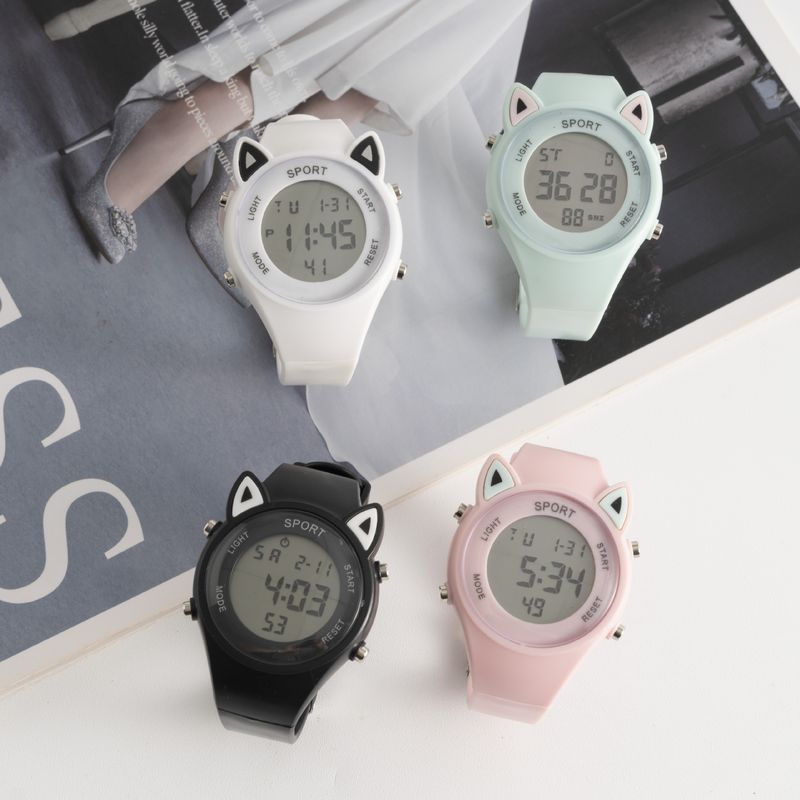 Cat ears watch for male and female middle school students Korean style simple fashion Mori style Xiaoqing new high-looking electronic watch_autovado.com