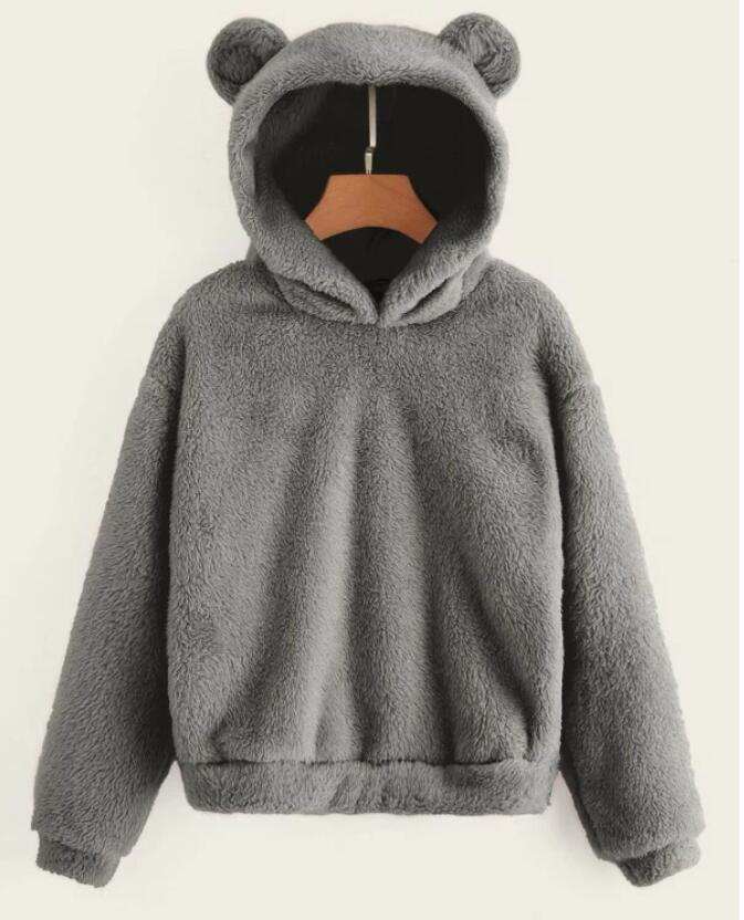 Women's Clothing autumn and winter new fluffy rabbit ears hooded warm sweater sweater_autovado.com