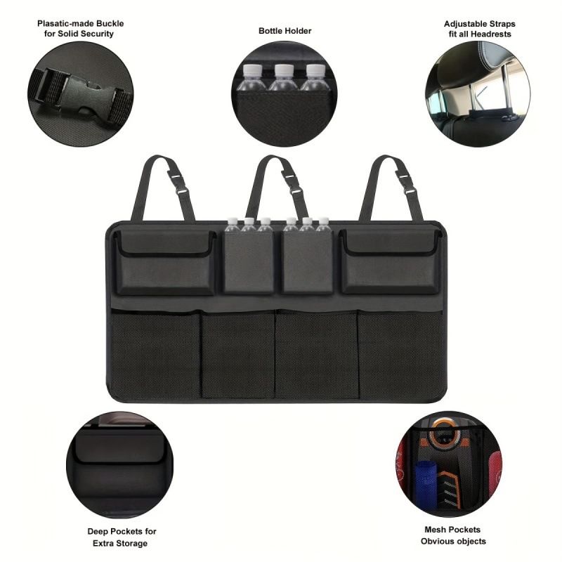 Multi Functional Rear Seat Back Hanging Bag, Car Foldable Miscellaneous Oxford Cloth Trunk Storage Bag_autovado.com