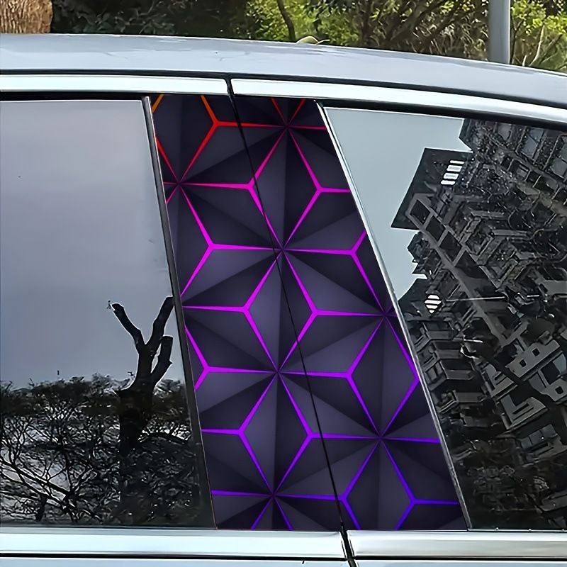 Geometric Square Car Center Column Window Trim Anti-Scratch Personalized Creative Decorative Sticker Protective Film_autovado.com