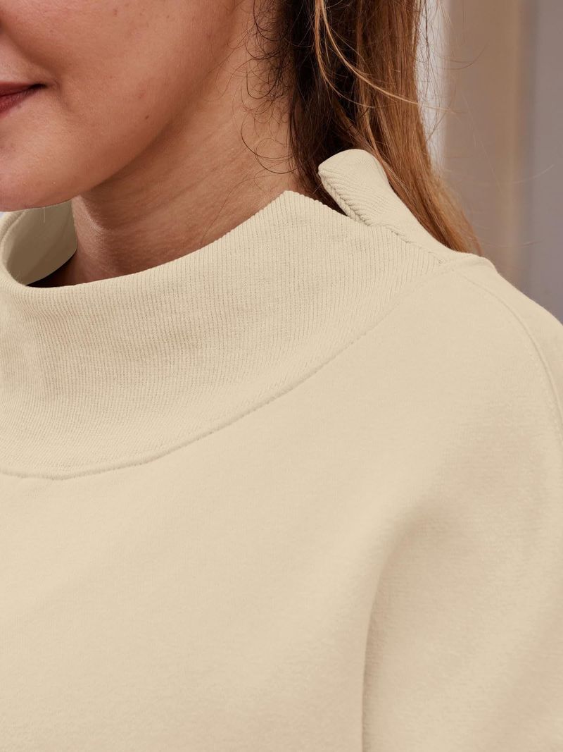 Women's sweatshirt long sleeve turtleneck pullover sweatshirt casual sweatshirt fleece top_autovado.com