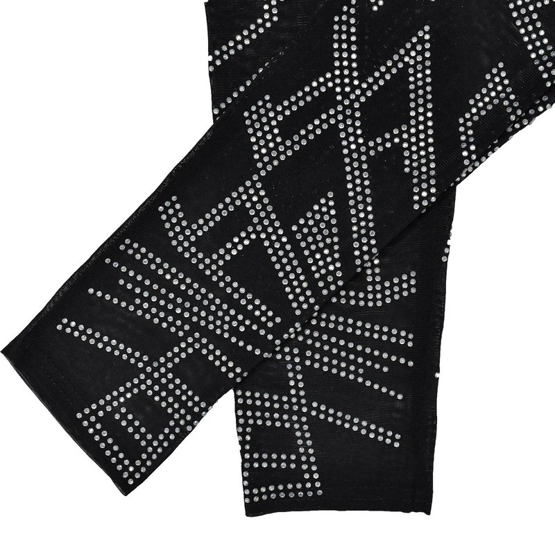 Women's Clothing fashion women's solid color mesh hot diamond long-sleeved trousers two-piece set_autovado.com