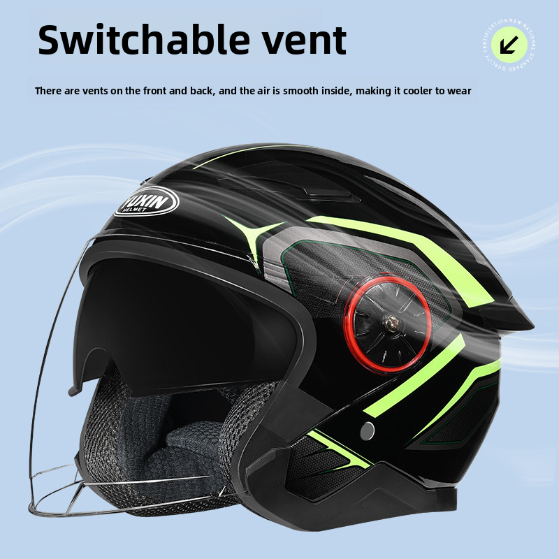 New National Standard Electric Vehicle Women's Four Season Universal Winter Anti Fog And Warm Half Helmet, Men's Double_autovado.com
