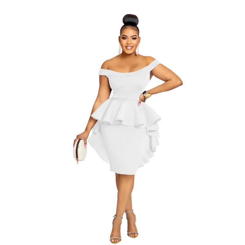 Women's solid color sleeveless ruffle skirt dress for women_autovado.com