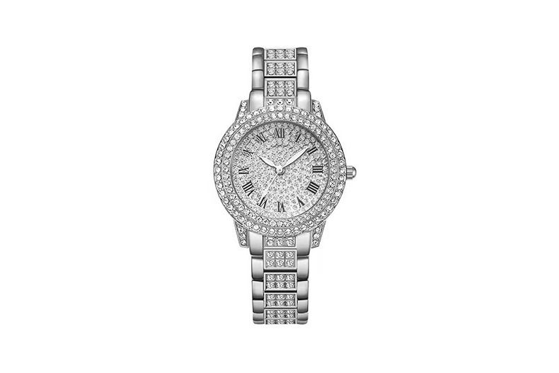 Electronic watches women's niche high-end diamond quartz watch student rose gold Roman pattern full of diamond women's watch_autovado.com