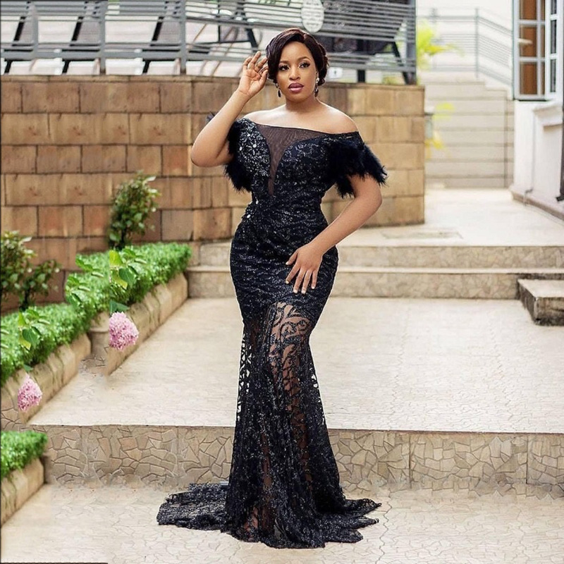 Women's Dress One Shoulder Sequin Slim Hip Mermaid Evening Dress_autovado.com