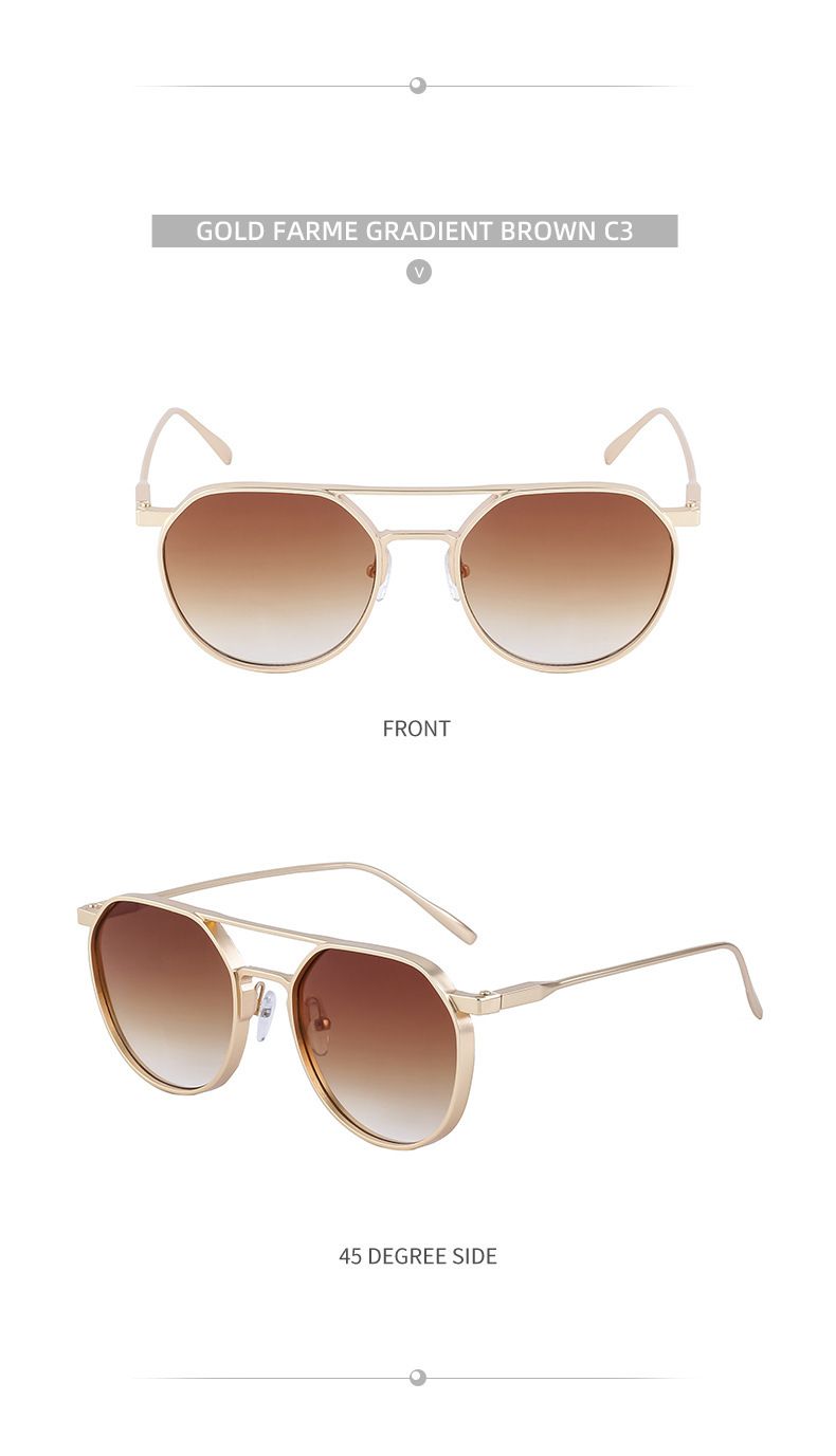 Unisex Vintage round frame sunglasses for men metal double beam driving sunglasses for men_autovado.com