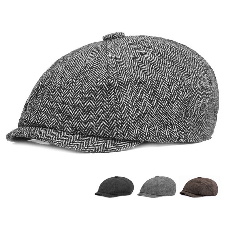 Hot Sale Wool Newsboy Men Herringbone Flat Caps Gatsby Cap Woolen Driving Hats Vintage Inspired Hat Winter Peaky Blinders_autovado.com