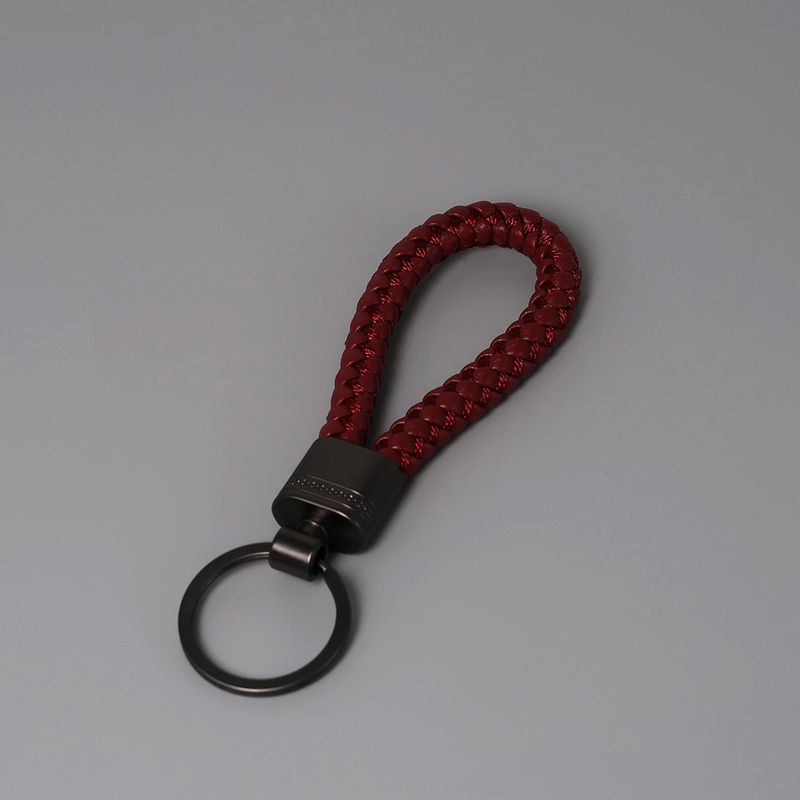 Braided Leather Cord Key Chain Zinc Alloy Button-end Key Ring Ring Car Key Hanging Accessory_autovado.com