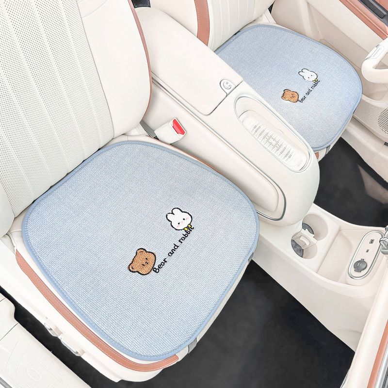 Car Cover, Cushion 2025 New Cute Little Bear Linen Car Interior Five Piece Set, All Season Universal Seat Cove_autovado.com