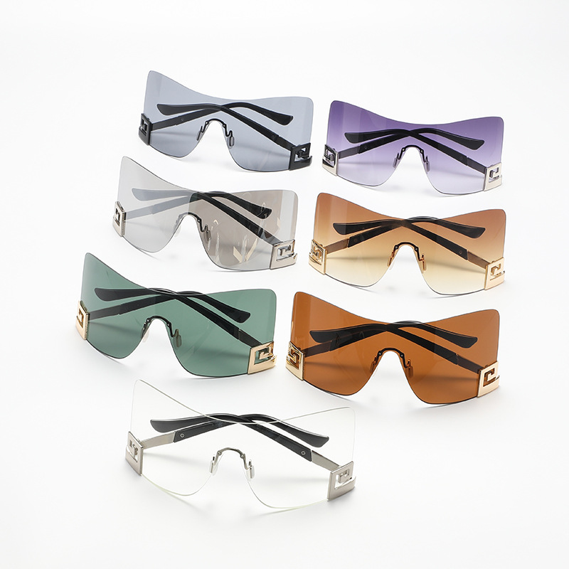 Unisex Big frame one-piece sunglasses Y2K personality Everything sunglasses_autovado.com