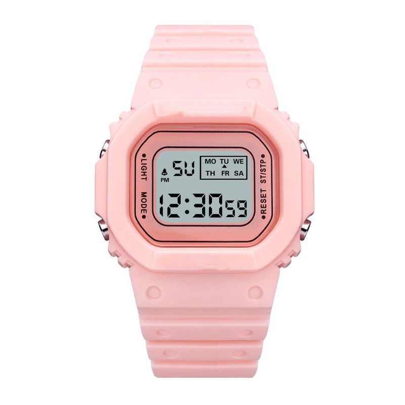 Matcha Green Solid Color Square Watch Student Youth Outdoor Sports Waterproof Multi-function LED Electronic Watch_autovado.com