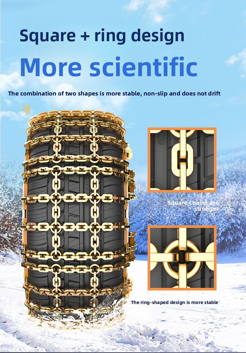 Car Tire Universal For Sedan SUV Emergency Snow Mud Manganese Steel Anti-Slip Chains Nine-Gong Style_autovado.com