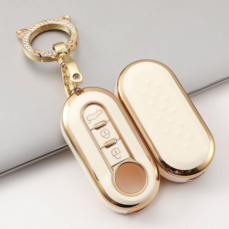Applicable 3-key Fiat folding key case 500 Boyue Bravo Feixiang Iveco golden edge car key case_autovado.com
