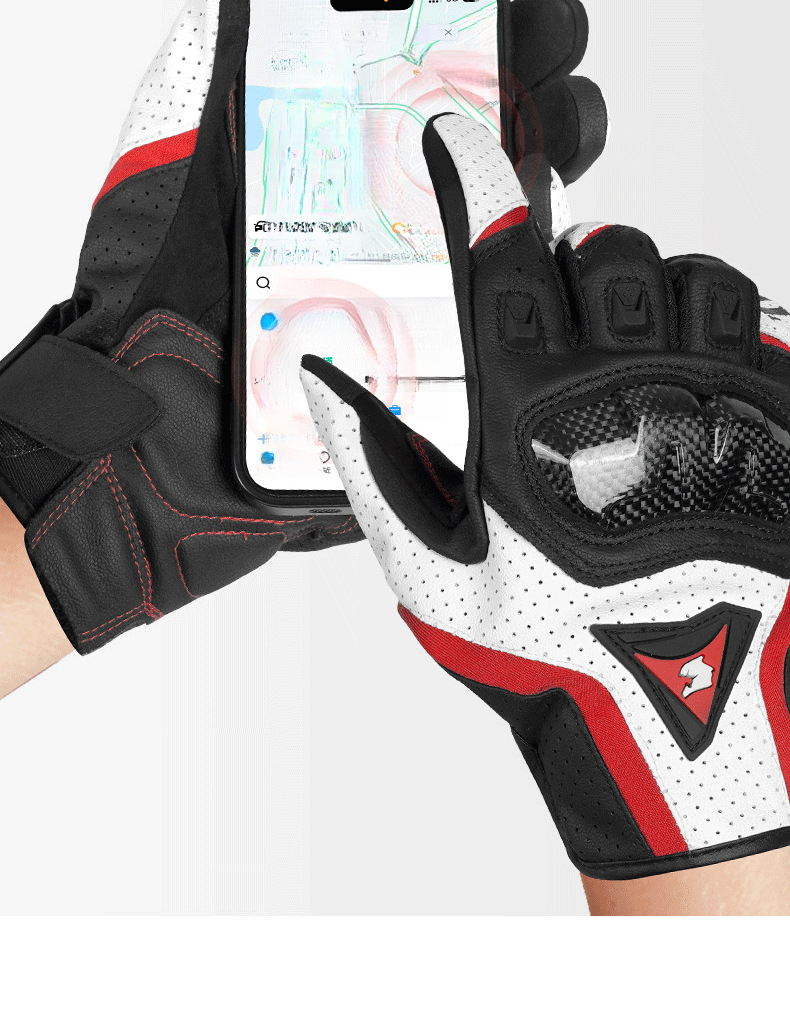 Accessories Riding Genuine Leather Gloves For Men Carbon Fiber Electric Bike Motorcycle Protective Gear Summer Anti-drop_autovado.com