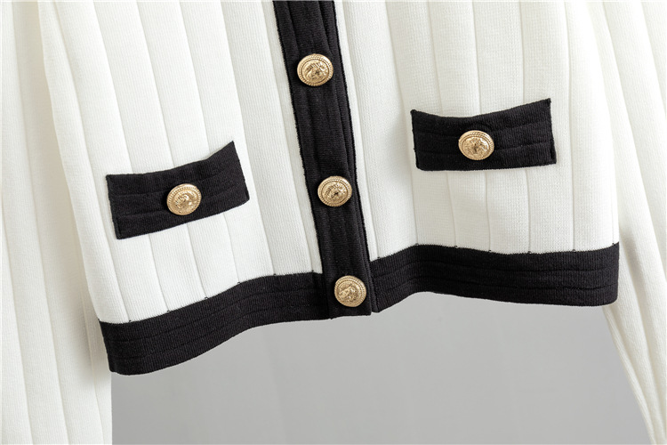 Women's haute couture French socialite knit suit slim coat skirt two-piece set_autovado.com