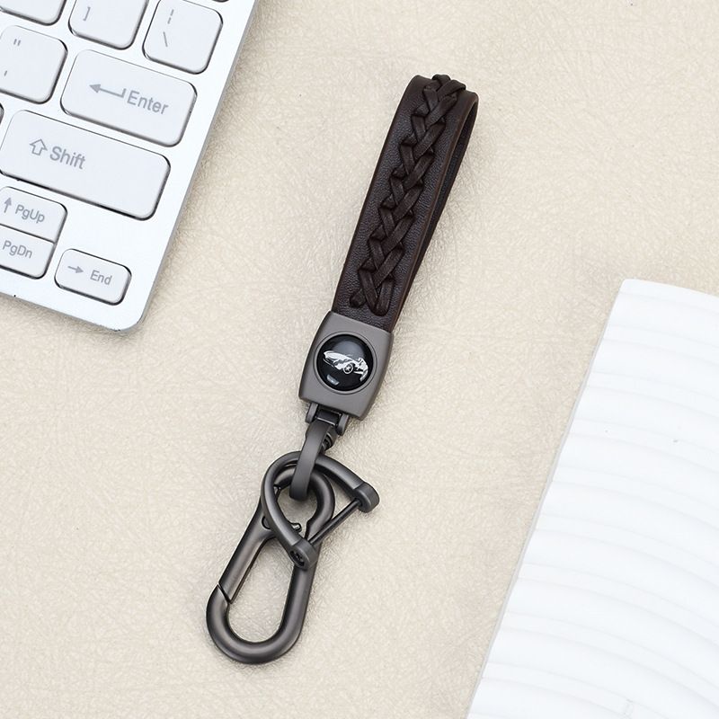 Lambskin Braided Car Keychain Hand Woven Rope Couple Keychain Car Metal Keychain_autovado.com