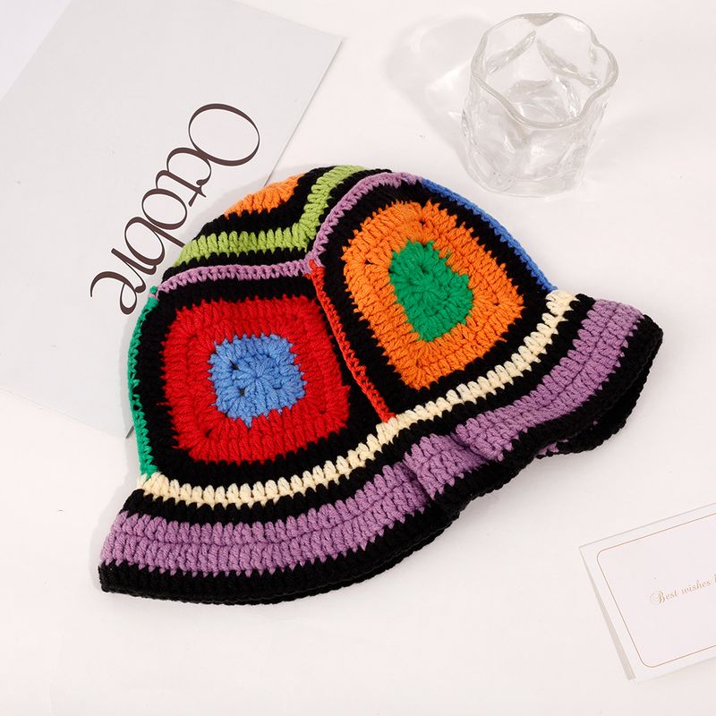 Hot Sale 2024 Colorful New Women Girl Handmade Crochet Bucket Hats Y2k Fashion Summer Beach Korean Hollow Knitted Hat_autovado.com